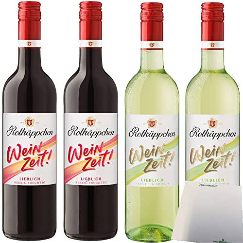Rotkäppchen Weinzeit Rot + Weiß lieblich Rotwein Weißewein 10% vol. 2x750ml je Sorte + usy Block von usy