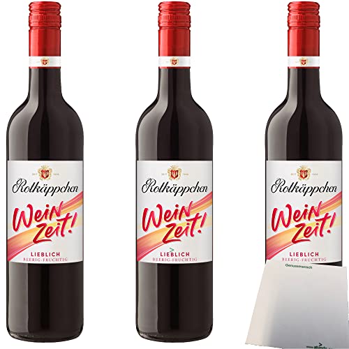 Rotkäppchen Weinzeit Rot lieblich Rotwein Beerig-Fruchtig 10% vol. 3er Pack (3x750ml Flasche) + usy Block von usy