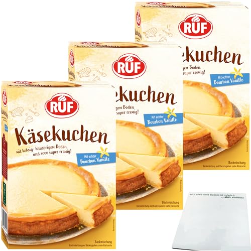 Ruf Backmischung Käsekuchen mit Bourbon Vanille 3er Pack (3x570g Packung) + usy Block von usy