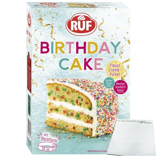 Ruf Birthday Cake Backmischung für Geburtstagskuchen (425g Packung) + usy Block von usy