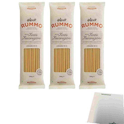 Rummo Lenta Lavorazione No.13 Linguine 3er Pack (3x500g Packung Linguini) + usy Block von usy