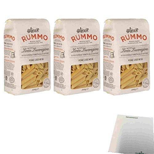 Rummo Lenta Lavorazione No.59 Penne Lisce 3er Pack (3x500g Packung Rundnudeln) + usy Block von usy