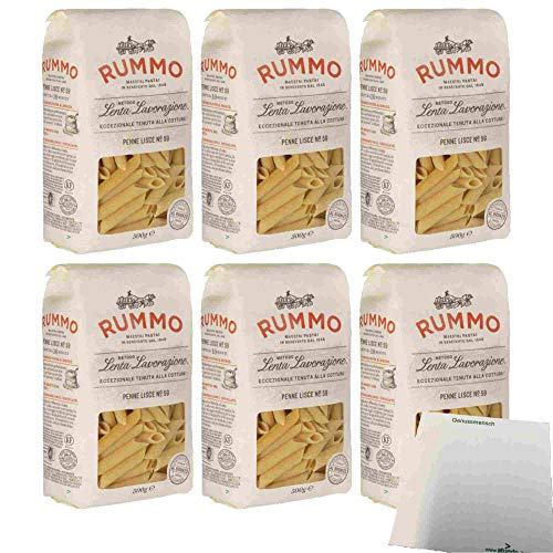 Rummo Lenta Lavorazione No.59 Penne Lisce 6er Pack (6x500g Packung Rundnudeln) + usy Block von usy