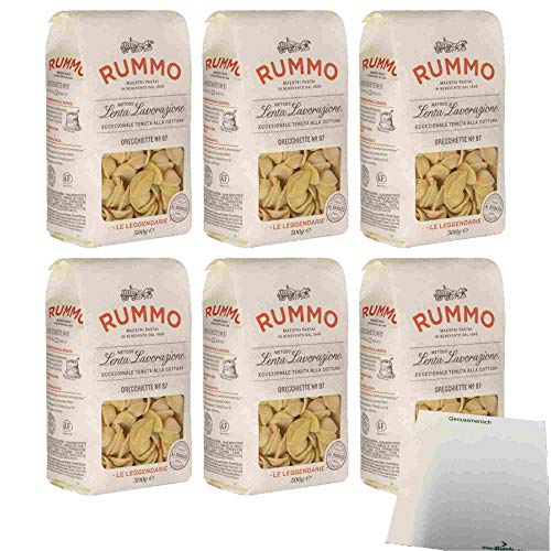 Rummo Lenta Lavorazione Orecchiette No. 087 6er Pack (6x500g Packung) + usy Block von usy