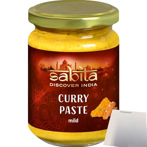 Sabita Curry-Paste mild für typisch indische Currys zum marinieren von Hähnchen Lamm Rind sowie Fisch (125g Glas) + usy Block von usy