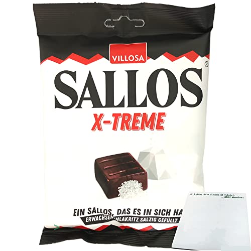 Sallos X Treme Hartkamellen mit Lakritz Salmiak Salz Füllung 1er Pack (1x150g Tüte) + usy Block von usy