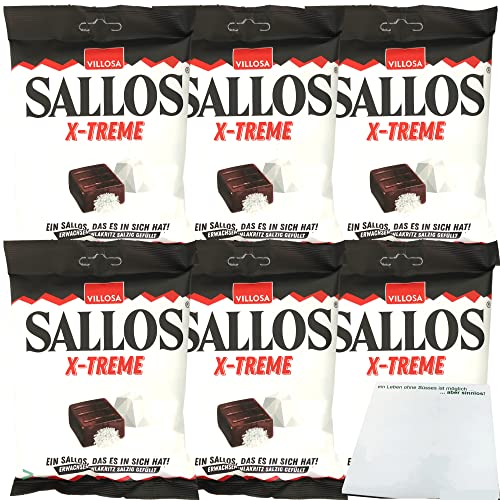 Sallos X Treme Hartkamellen mit Lakritz Salmiak Salz Füllung 6er Pack (6x150g Tüte) + usy Block von usy