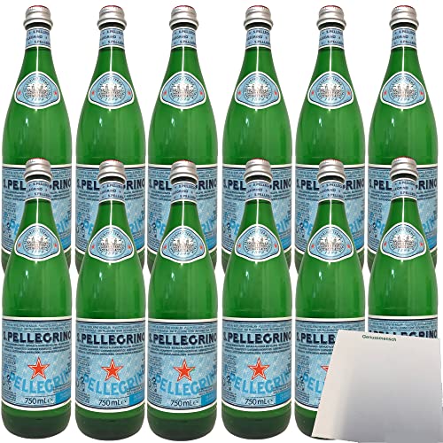 San Pellegrino Natürliches Mineralwasser mit Kohlensäure NL 12er Pack (12x750ml Flasche) + usy Block von usy