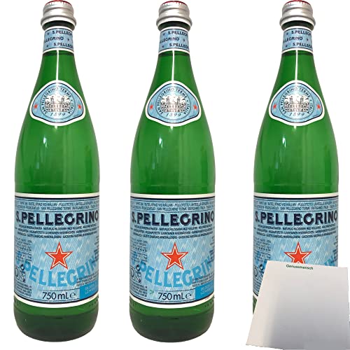 San Pellegrino Natürliches Mineralwasser mit Kohlensäure NL 3er Pack (3x750ml Flasche) + usy Block von usy