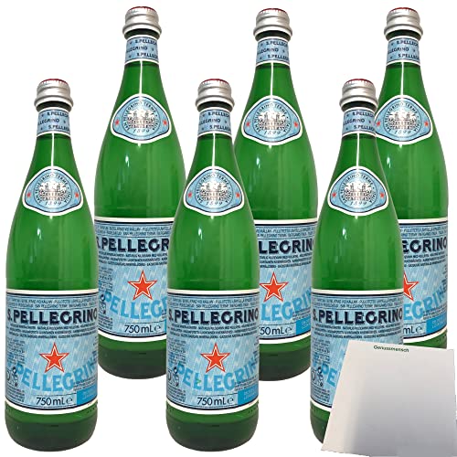 San Pellegrino Natürliches Mineralwasser mit Kohlensäure NL 6er Pack (6x750ml Flasche) + usy Block von usy