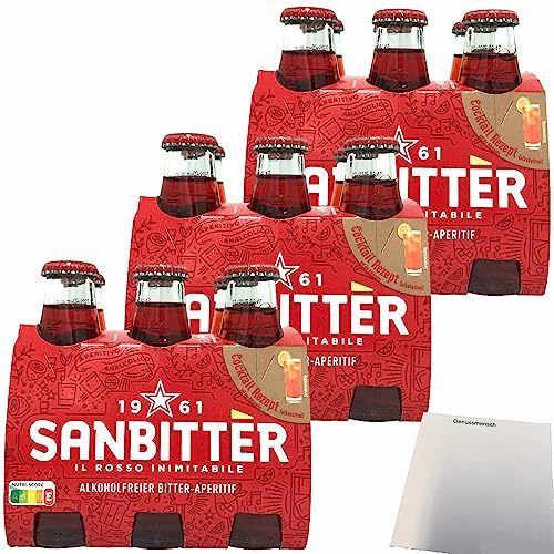 San Pellegrino Sanbitter Rosso alkoholfreier Bitter-Aperitif 3er Pack (18x 0,098 Liter) + usy Block von usy