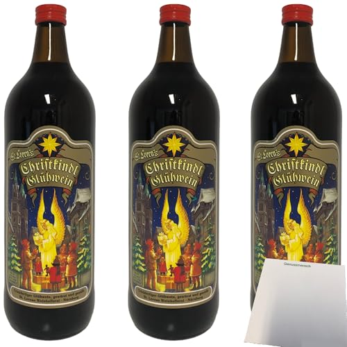 Sankt Lorenz Christkindl Glühwein trinkfertig gewürzt und gesüßt 8,8% vol. 3er Pack (3x1 Liter Flasche) + usy Block von usy