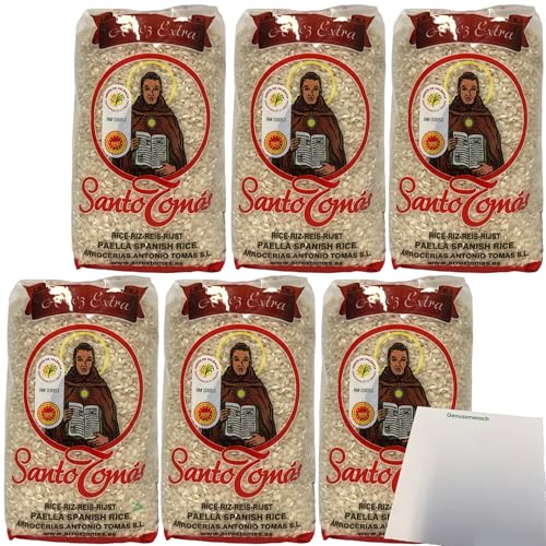 Santo Tomas Arroz Extra Paellareis Rundkornreis 6er Pack (6x1kg Packung) + usy Block von usy