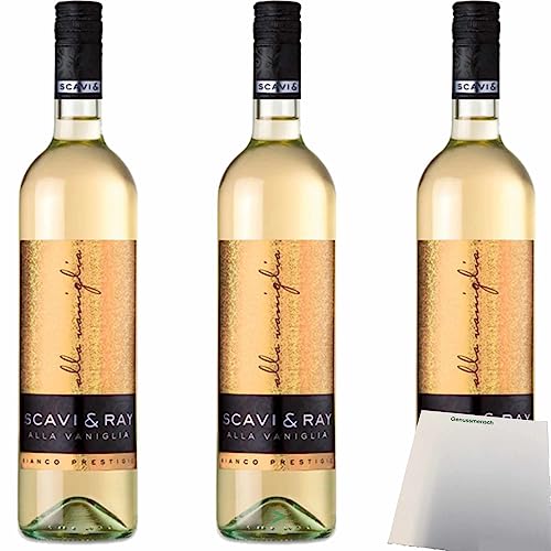 Scavi&Ray Alla Vaniglia 10% Vol. Weißwein mit edlem Vanillearoma 3er Pack (3x0,75l Flasche) + usy Block von usy
