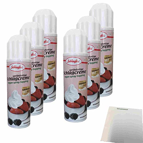 Schlagfix Sprühfertige Schlagcreme vegan spray topping 6er Pack (6x200ml Flasche) + usy Block von usy