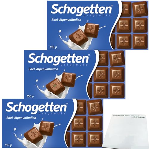 Schogetten Edel-Alpenvollmilch Schokolade 3er Pack (3x100g Packung) + usy Block von usy