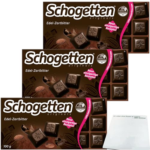 Schogetten Edel Zartbitter Schokolade 50% Kakao 3er Pack (3x100g Packung) + usy Block von usy