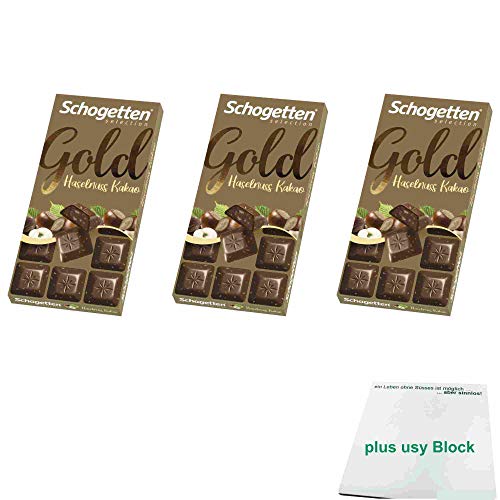 Schogetten Gold Haselnuss Kakao 3er Pack (3x100g) + usy Block von usy