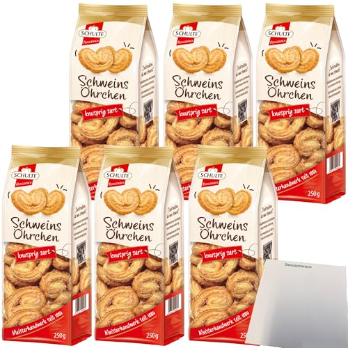 Schulte Schweinsöhrchen knusprig zart Blätterteiggebäck 6er Pack (6x250g Beutel) + usy Block von usy