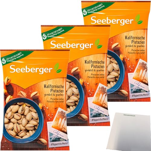 Seeberger Kalifornische Pistazien geröstet und gesalzen 3er Pack (3x150g Packung) + usy Block von usy