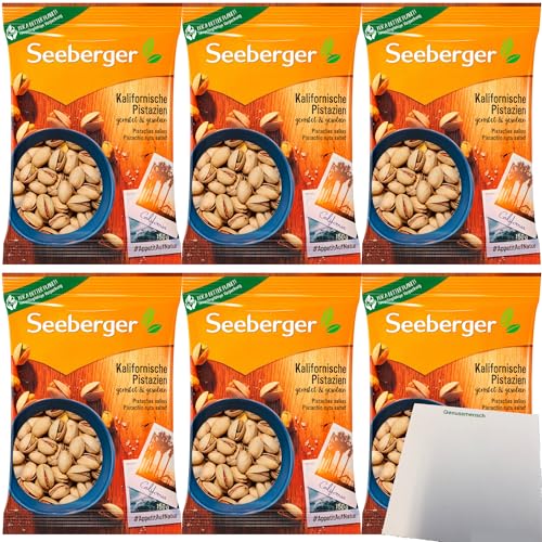 Seeberger Kalifornische Pistazien geröstet und gesalzen 6er Pack (6x150g Packung) + usy Block von usy