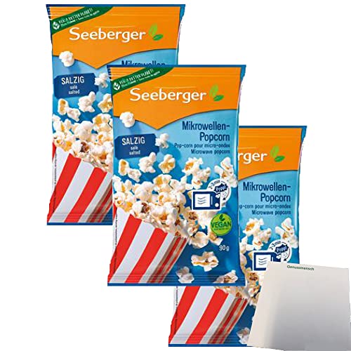 Seeberger Mikrowellen Popcorn gesalzen mit Seeberger Öl 3er Pack (3x90g Packung) + usy Block von usy