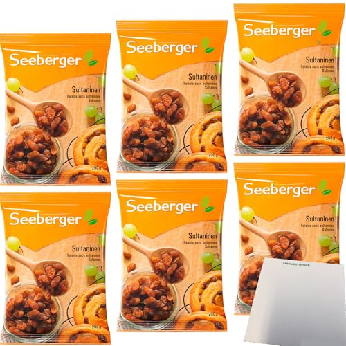 Seeberger Sultaninen ohne Zuckerzusatz fruchtiger Geschmack 6er Pack (6x200g Packung) + usy Block von usy