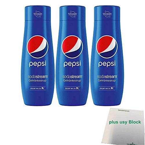 Pepsi Getränke-Sirup für Wassersprudler 3er Pack (3x0,44l Flasche) + usy Block von usy