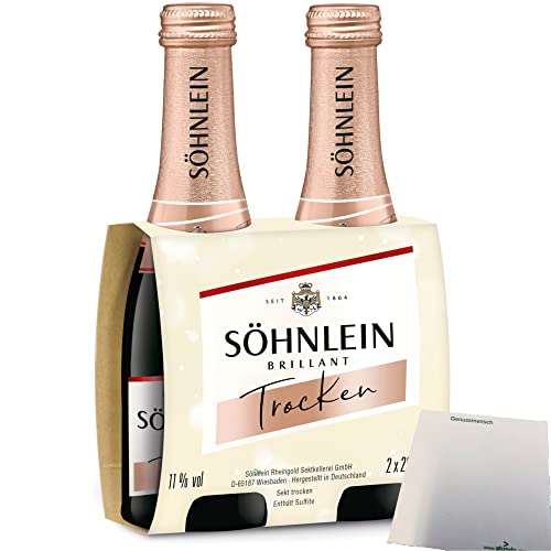 Söhnlein Brillant Sekt trocken Piccolo 11%vol. 1er Pack (2x0,2L Flasche) + usy Block von usy