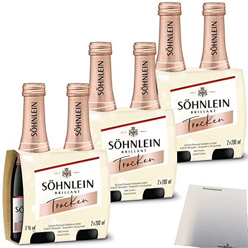 Söhnlein Brillant Sekt trocken Piccolo 11%vol. 3er Pack (6x0,2L Flasche) + usy Block von usy