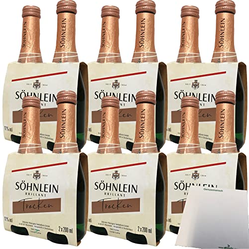 Söhnlein Brillant Sekt trocken Piccolo 11%vol. 6er Pack (12x0,2L Flasche) + usy Block von usy