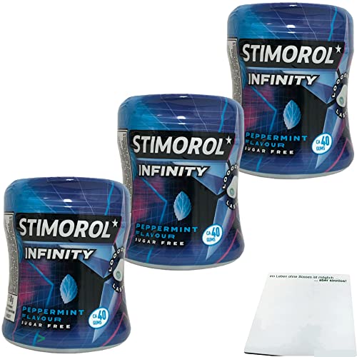 Stimorol Infinity Peppermint Kaugummi Pfefferminz-Kaugummi ohne Zucker 3er Pack (3x88g Dose) + usy Block von usy