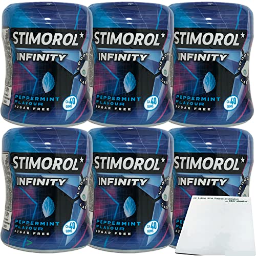 Stimorol Infinity Peppermint Kaugummi Pfefferminz-Kaugummi ohne Zucker 6er Pack (6x88g Dose) + usy Block von usy