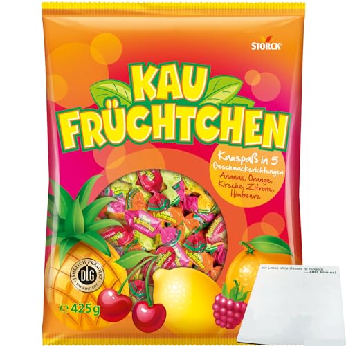 Storck Kaufrüchtchen Kaubonbons in 5 fuchtigen Geschmacksrichtungen (425g Packung) + usy Block von usy