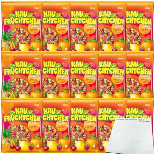 Storck Kaufrüchtchen Kaubonbons in 5 fuchtigen Geschmacksrichtungen VPE (15x425g Packung) + usy Block von usy