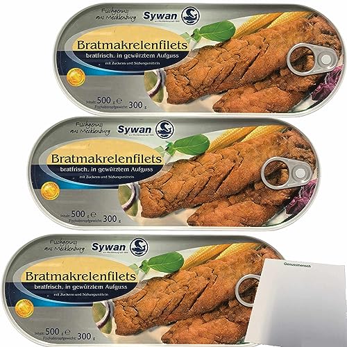 Sywan Bratmakrelenfilets in Marinade MSC 3er Pack (3x500g Dose) + usy Bock von usy