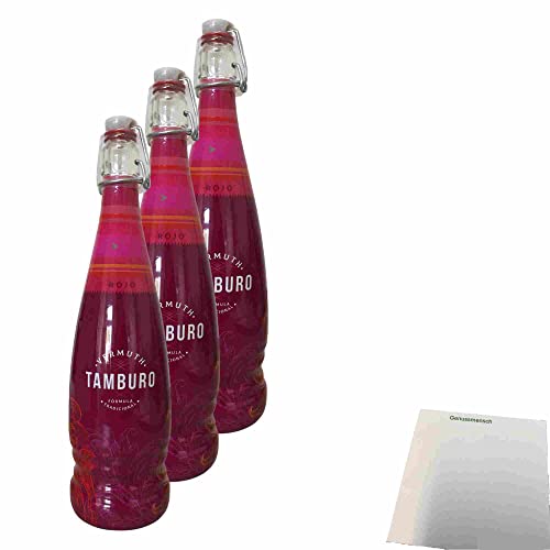 TAMBURO Vermouth Rojo 15% 3er Pack (3x1l Flasche Wermut) + usy Block von usy