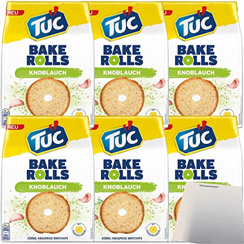 TUC Bake Rolls Brotchips Knoblauch 6er Pack (6x150g Packung) + usy Block von usy