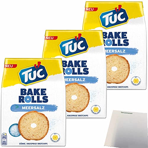 TUC Bake Rolls Brotchips Meersalz 3er Pack (3x150g Packung) + usy Block von usy