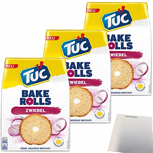 TUC Bake Rolls Brotchips Zwiebel 3er Pack (3x150g Packung) + usy Block von usy