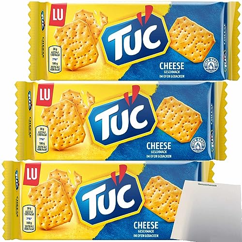 TUC Cracker Cheese Salzgebäck mit leckerem Käse-Geschmack 3er Pack (3x100g Packung) + usy Block von usy