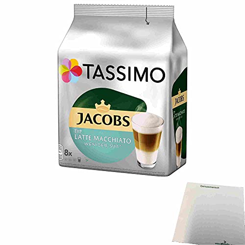 Tassimo Jacobs Typ Latte Macchiato weniger süß (220g Packung, 16 T-Discs für 8 Getränke) + usy Block von usy