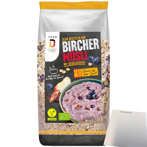 Team D Bio Bircher Müsli Heidelbeere (500g Beutel) + usy Block von usy