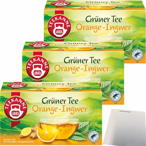 Teekanne Grüner Tee Ingwer Orange 3er Pack (3x 20x 1,75g Teebeutel) + usy Block von usy