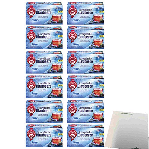 Teekanne Schwedische Blaubeere 20 Teebeutel 12er Pack (12x45g Packung) + usy Block von usy