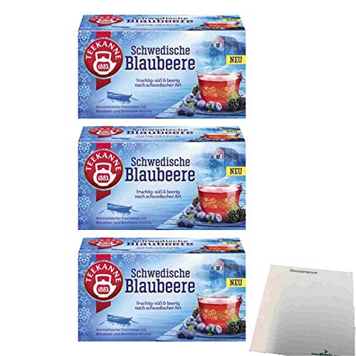 Teekanne Schwedische Blaubeere 20 Teebeutel 3er Pack (3x45g Packung) + usy Block von usy