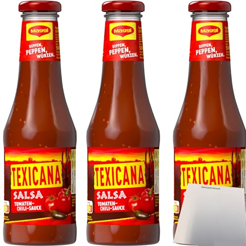 Texicana Salsa Tomaten Chili Sauce 3er Pack (3x500ml Flasche) + usy Block von usy