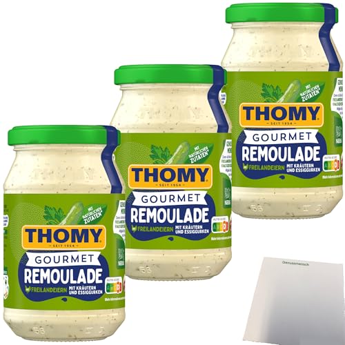 Thomy Gourmet Remoulade mit Kräutern und Essiggurken 3er Pack (3x250ml Glas) + usy Block von usy