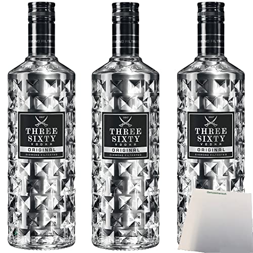 Three Sixty Vodka 37,5% vol. 3er Pack (3x0,7L) + usy Block von usy