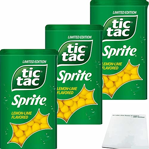 Tic Tac Sprite mit Zitronen-Limetten-Geschmack 100 Stück 3er Pack (3x49g Packung) + usy Block von usy